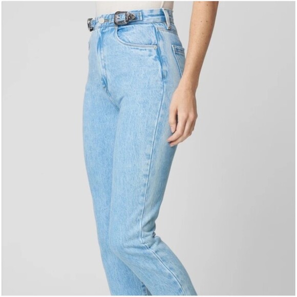 Blank NYC The Bleecker size 28 Light Wash Belt Appliqué Western Mom Jeans - Picture 3 of 12